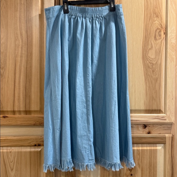 Ooberswank Button-Down A-Line Skirt With Fringe Detail Cowgirl Western Size L - Picture 4 of 9